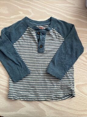 Toddler Long-Sleeve Striped Henley Shirt - Blue